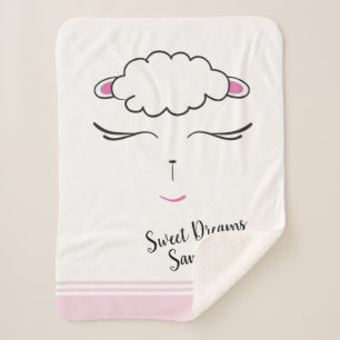 Personalized, Sweet Dreams, Lamb, Pink, Baby Sherpa Blanket