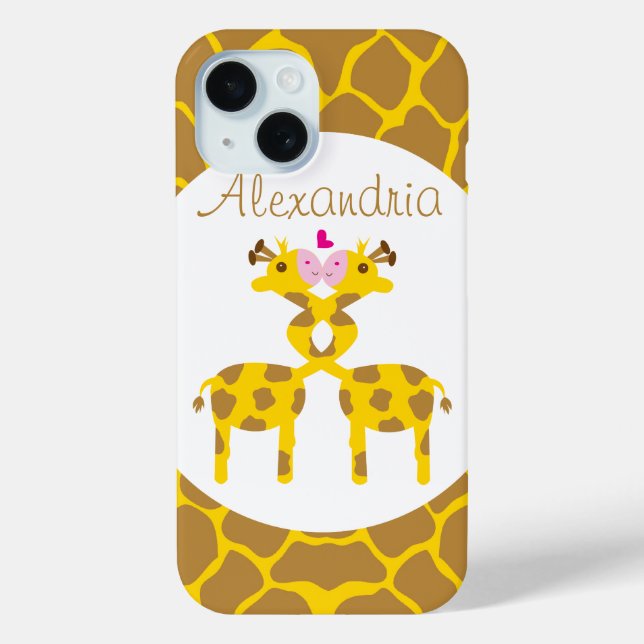 Personalized Sweet Giraffes in Love Case-Mate iPhone Case (Back)