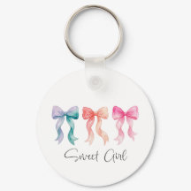 Personalized Sweet Girl Keychain | Custom Name Bow