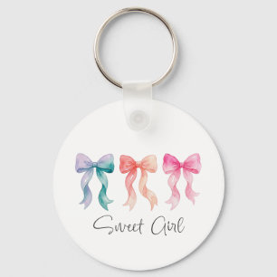 Personalized Sweet Girl Keychain   Custom Name Bow