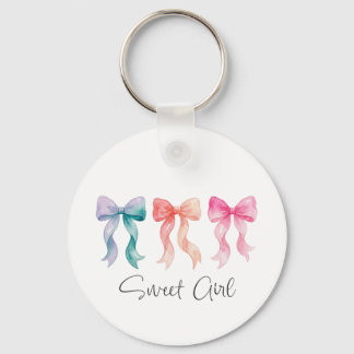 Personalized Sweet Girl Keychain | Custom Name Bow