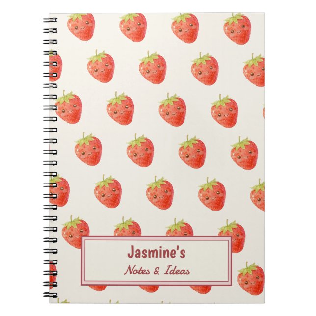 Personalized Sweet Harmony Strawberry Pattern Notebook (Front)