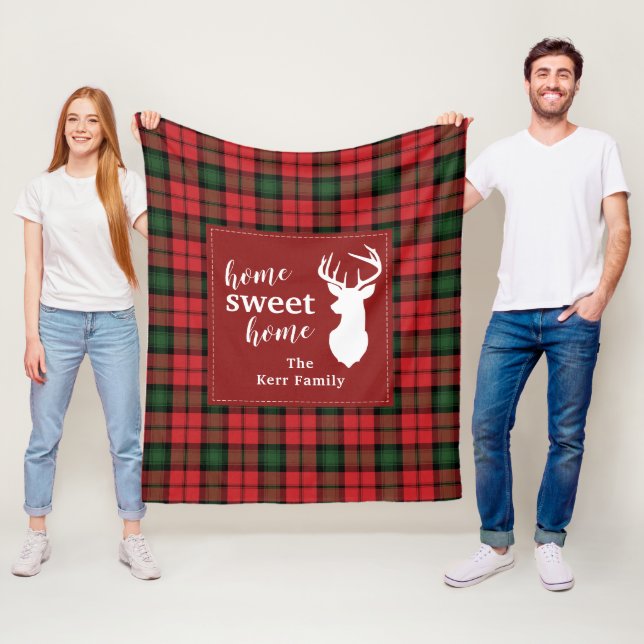 Personalized Sweet Home Tartan Clan Kerr Plaid Fleece Blanket (In Situ)