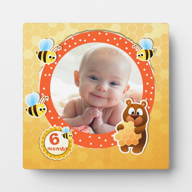 Personalized Sweet honey bee bear baby photo frame (Front)