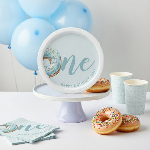 Personalized Sweet One Doughnut Birthday  Paper Plate