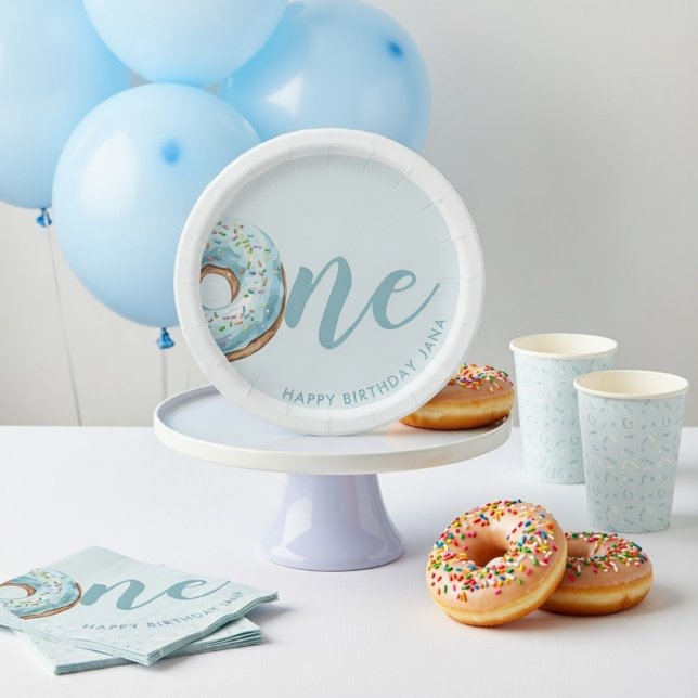 Personalized Sweet One Doughnut Birthday  Paper Plate (Creator Uploaded)