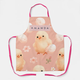 Personalized Sweet Pastel Baby Chick Pattern Apron