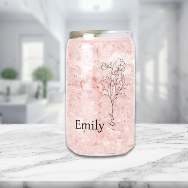 Personalized Sweet Pea April Birth Month Flower Can Glass (Personalized Sweet Pea April Birth Month Flower Can Glass)