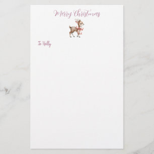Personalized Sweet Reindeer Christmas Stationery