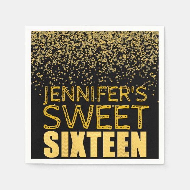 Personalized Sweet Sixteen Party Paper Napkins (Front)