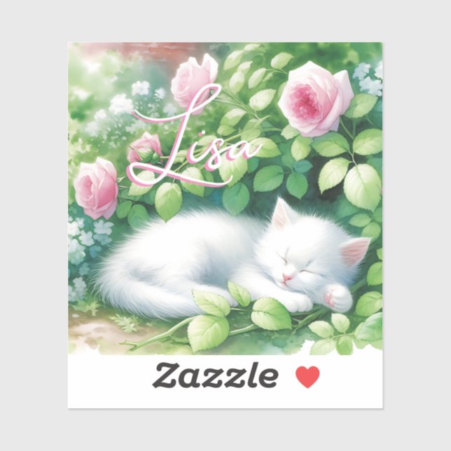 Personalized Sweet White Kitten Napping (Sheet)