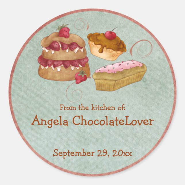 Personalized Sweets Recipe Stickers (Front)