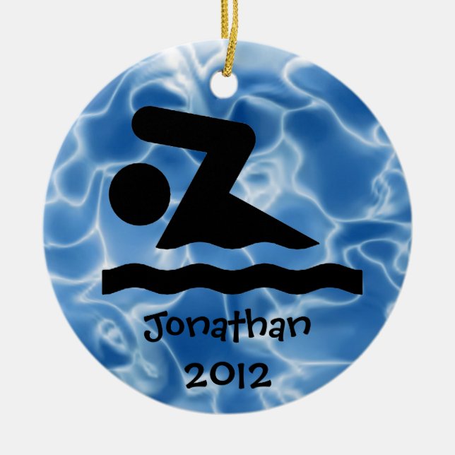 Personalized Swim Design Ornament (Front)