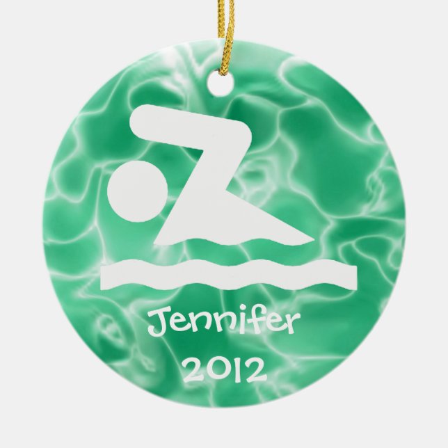Personalized Swim Design Ornament (Front)