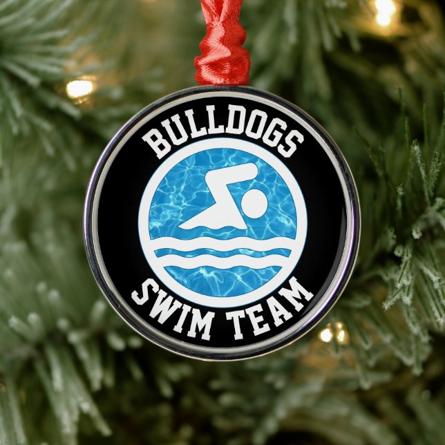 Personalized Swim Team Name Swimming and Diving Metal Ornament (Tree)