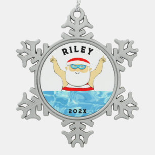 personalized swimmer collectable snowflake pewter christmas ornament