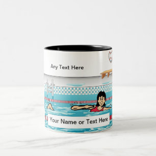 Personalized Swimmer - Female Cartoon Two-Tone Coffee Mug