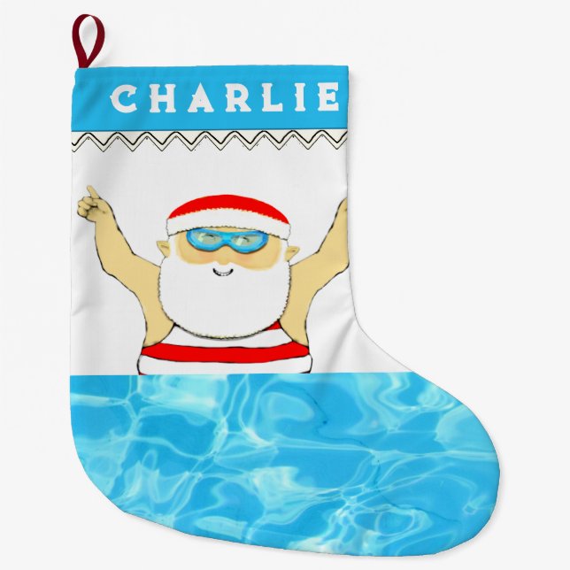 Personalized Swimmer Large Christmas Stocking (Front)