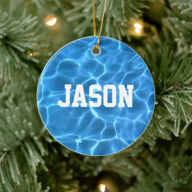 Personalized Swimmer or Diver Photo Ceramic Ornament (Tree)