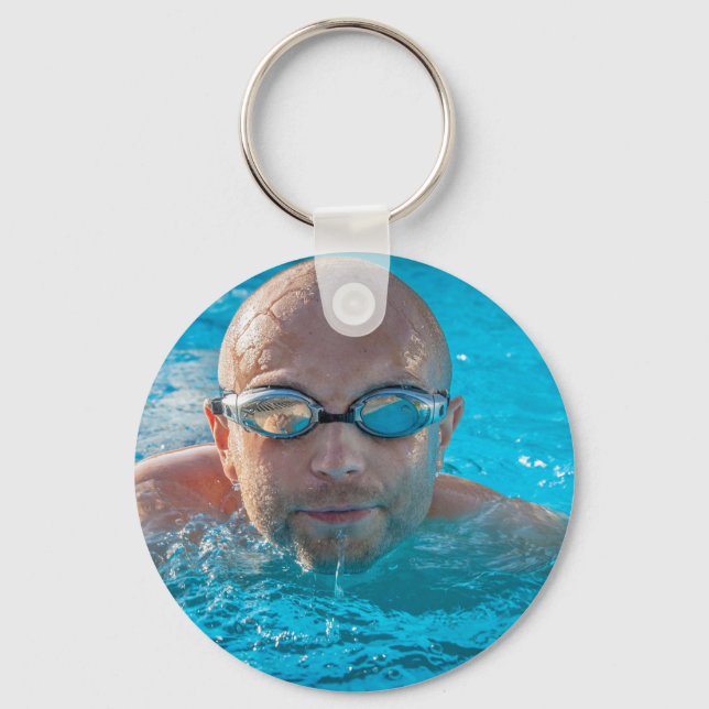 Personalized Swimmer Photo Keychain (Front)