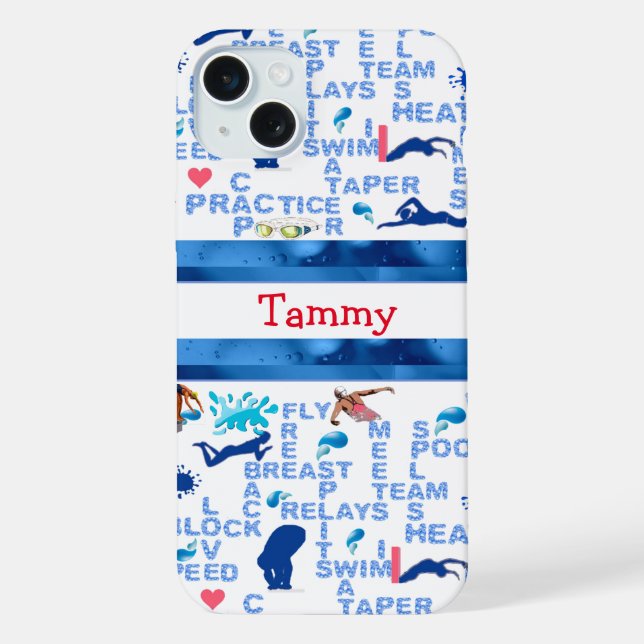 Personalized Swimmers Words iPhone Case (Back)