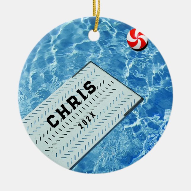 Personalized Swimming Diving Holiday Gifts Ceramic Ornament (Front)
