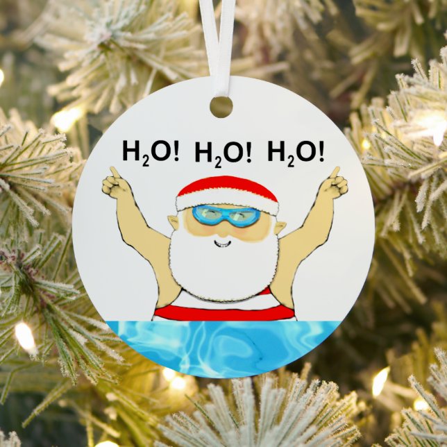 Personalized Swimming Holiday Gift Metal Ornament (Insitu)