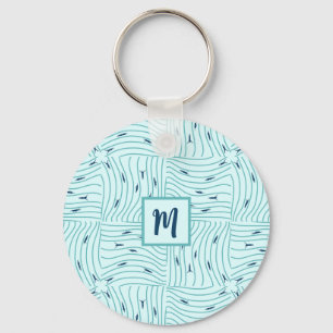 Personalized Swimming Minimalist Ocean Waves  Keychain