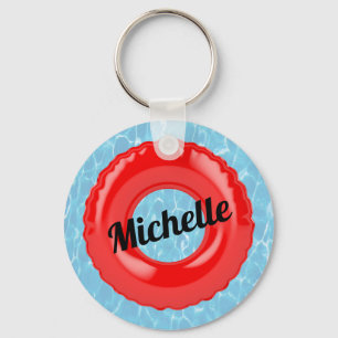 Personalized Swimming Pool Red Tube Keychain