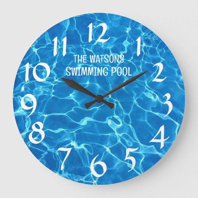 Personalized Swimming Pool Water Large Clock (Front)