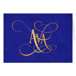 Personalized Swirly Script Ava Gold on Blue