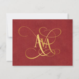 Personalized Swirly Script Ava Gold on Red Invitation