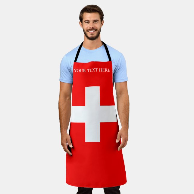 Personalized Switzerland Flag Schweiz Swiss Europe Apron (Worn)