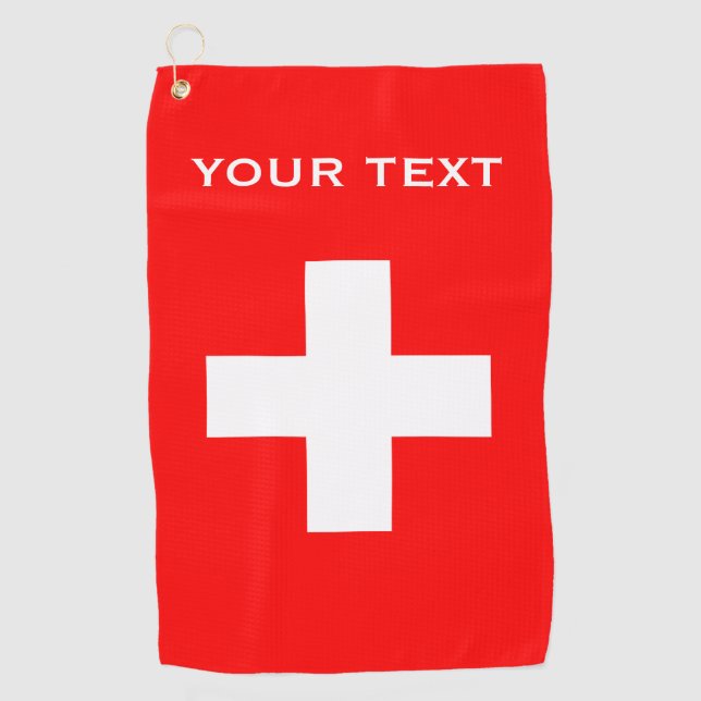 Personalized Switzerland Flag Schweiz Swiss Europe Golf Towel (Front)
