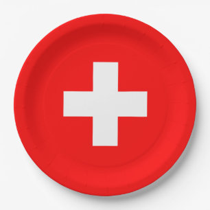 Personalized Switzerland Flag Schweiz Swiss Europe Paper Plate