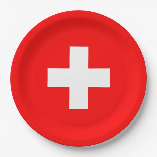 Personalized Switzerland Flag Schweiz Swiss Europe Paper Plate (Front)