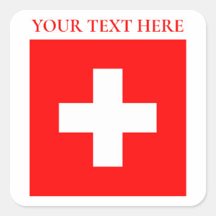 Personalized Switzerland Flag Schweiz Swiss Europe Square Sticker