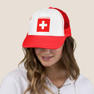 Personalized Switzerland Flag Schweiz Swiss Europe Trucker Hat