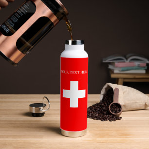 Personalized Switzerland Flag Schweiz Swiss Europe Water Bottle