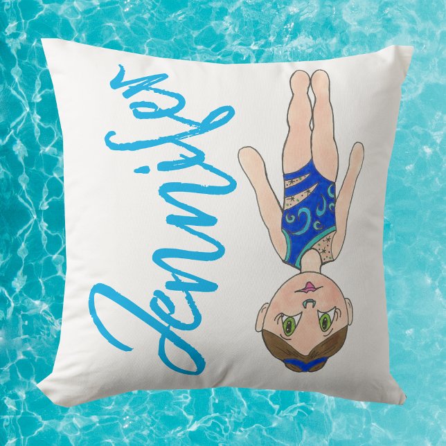 Personalized Synchro Synchronized Swim Coach Gift Throw Pillow (Synchro Pillow)