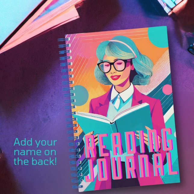 Personalized Synthwave Reading Journal (Get into the synthwave aesthetic with this personalized synthwave reading journal. )