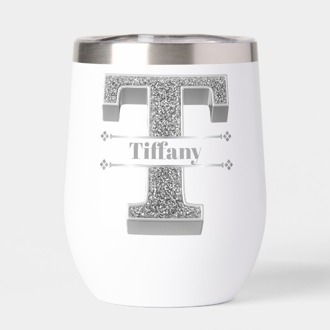 Personalized T Initial Silver Monogram Your Name (Back)