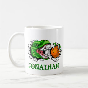 Personalized T-Rex Basketball Dinosaur Coffee Mug
