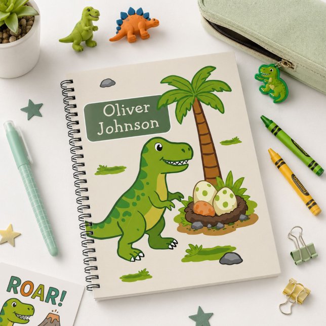 Personalized T-Rex Cute Dinosaur School Notebook (Creator Uploaded)