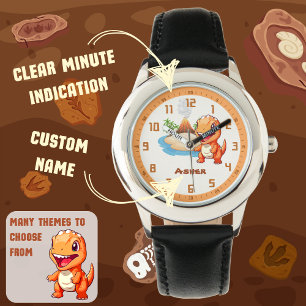 Personalized T-Rex Dino Kids Learn to Tell Time Watch