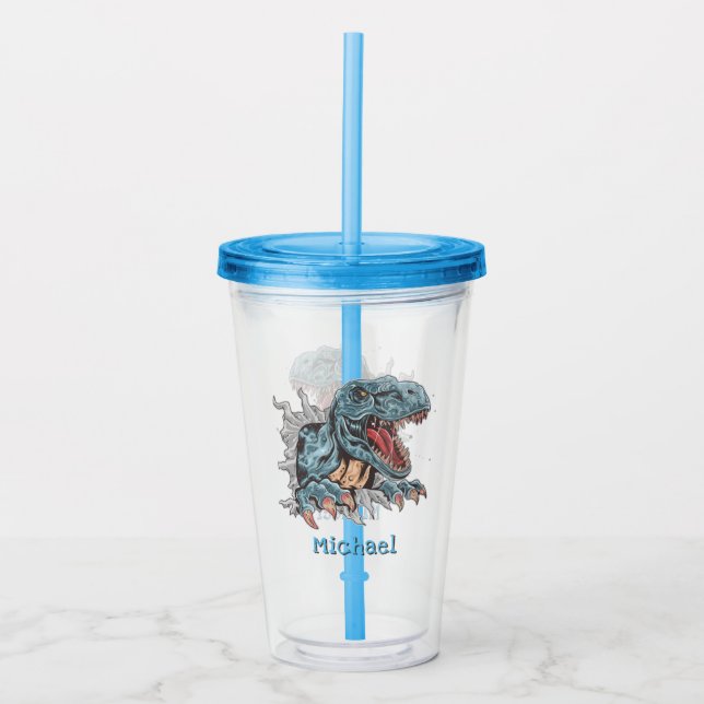 Personalized T-Rex Dinosaur Acrylic Tumbler (Front)