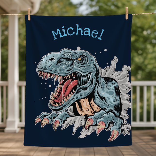 Personalized T-Rex dinosaur fleece blanket (Creator Uploaded)