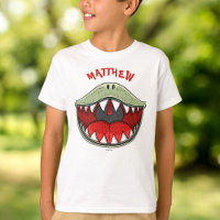 Personalized T-rex Dinosaur Green Mouth Kids Name