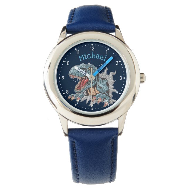 Personalized T-Rex dinosaur kids' watch (Front)