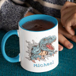 Personalized T-Rex dinosaur mug<br><div class="desc">Add a child's name to this mug featuring a T-Rex dinosaur to create a great gift for any dinosaur fan.</div>